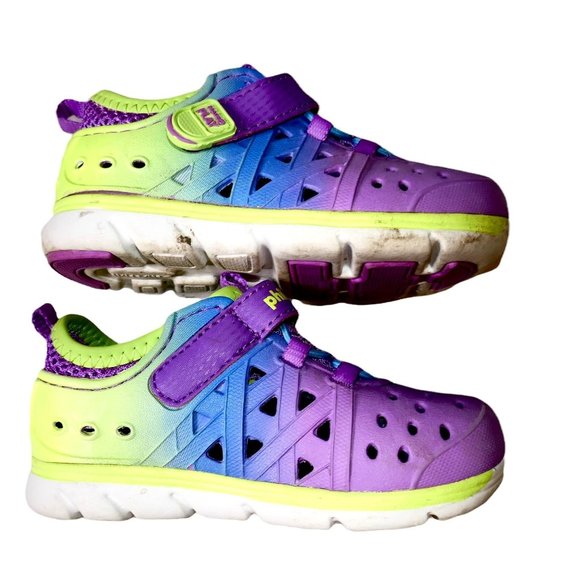 Stride Rite Other - Stride Rite Made 2 Play Phibian Purple Blue Neon Water Sneakers Size 6C Toddler